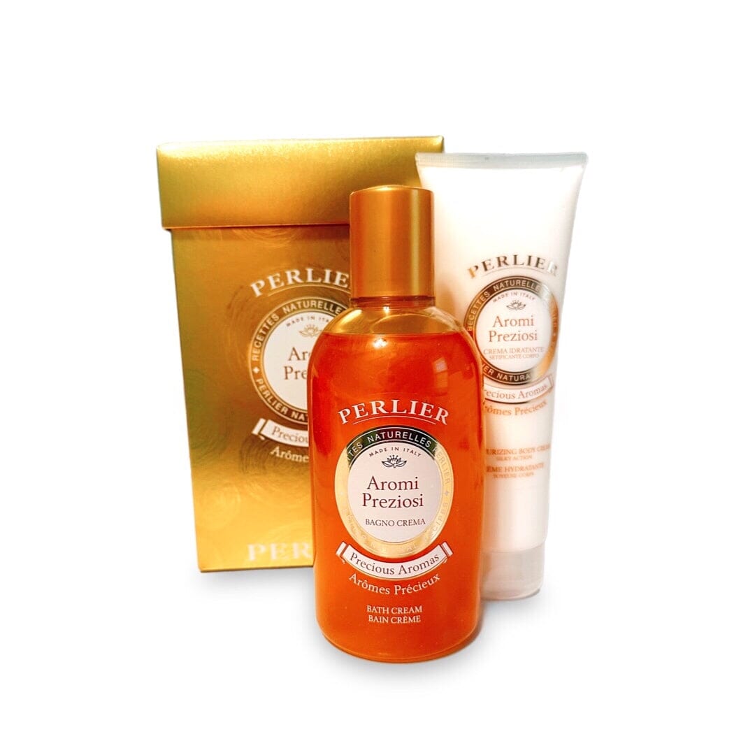 PERLIER PRECIOUS AROMAS BATH & BODY GIFT SET | 16.9 OZ BODY WASH AND 8.4 OZ BODY CREAM | AMBER SCENT