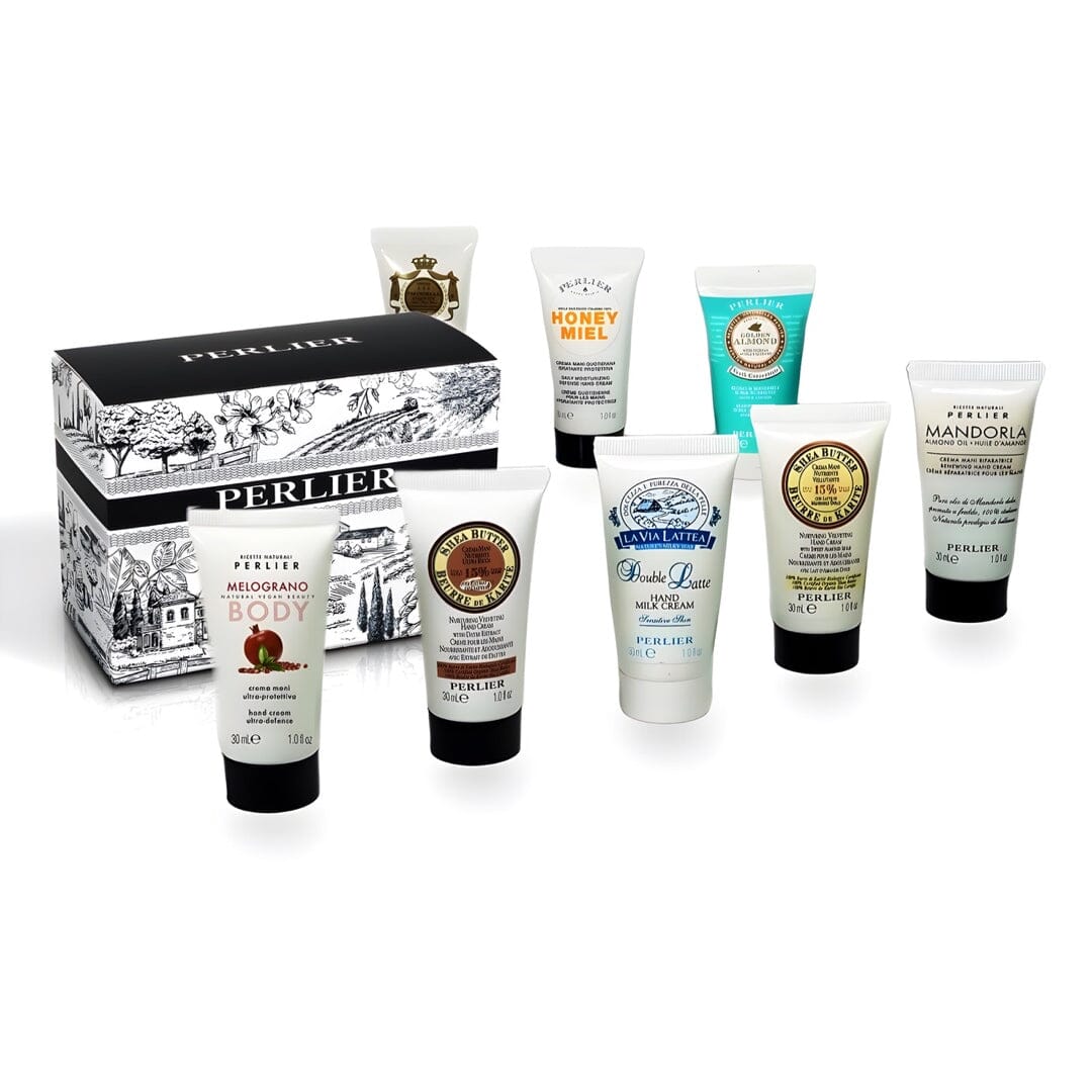 PERLIER 8 PIECE TRAVEL-SIZE HAND CREAM SET (1 OZ EACH) WITH GIFT BOX