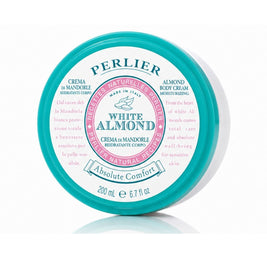 6.7 oz jar of Perlier White Almond Body Cream on white background