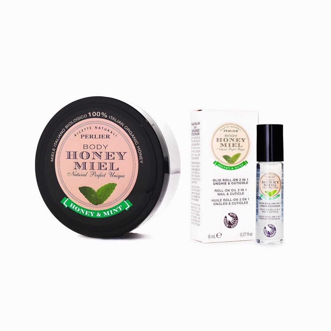 PERLIER HONEY + MINT FOOT CARE DUO | 6.7 OZ WHIPPED FOOT BUTTER; 0.27 OZ CUTICLE OIL
