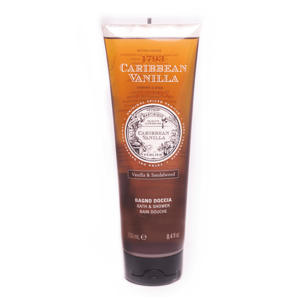 PERLIER 8.4 OZ CARIBBEAN VANILLA BATH & SHOWER GEL (VANILLA + SANDALWOODIN FLIP-TOP TUBE)