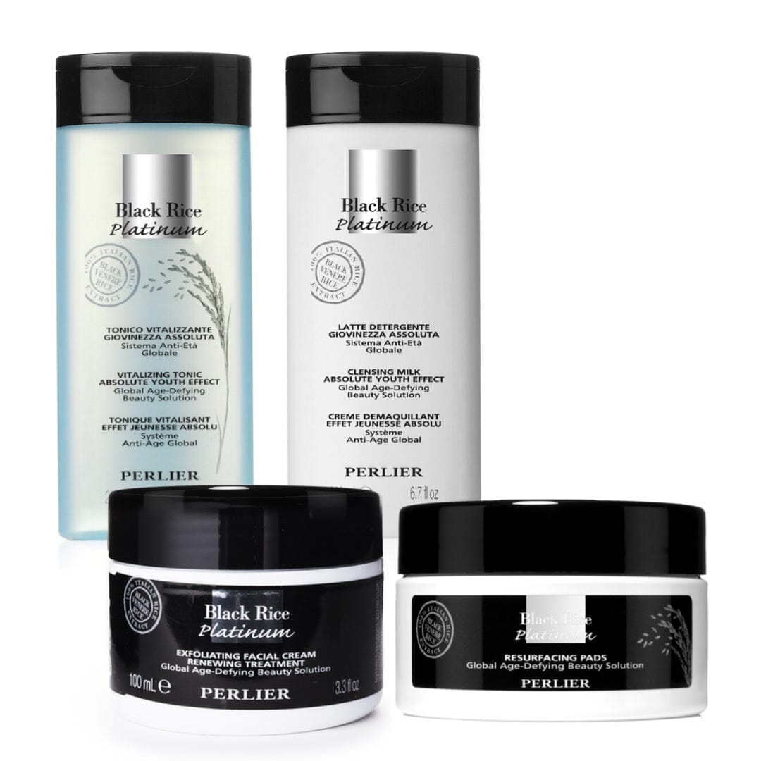 BLACK RICE CLEANSING & EXFOLIATING 4 - PC SET - Perlier - SKINCARE, BLACK RICE, BUNDLES