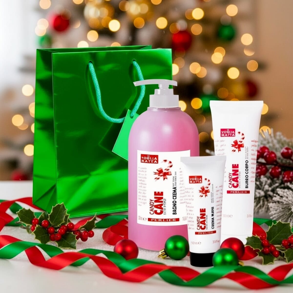 Candy Cane Bath & Body Gift Set - Perlier - BUNDLED BODYCARE, MINT