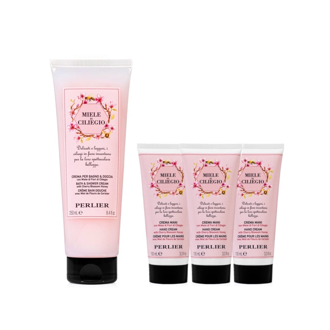 CHERRY BLOSSOM HONEY 4 - PC BATH & HAND CREAM SET - Perlier - BUNDLES