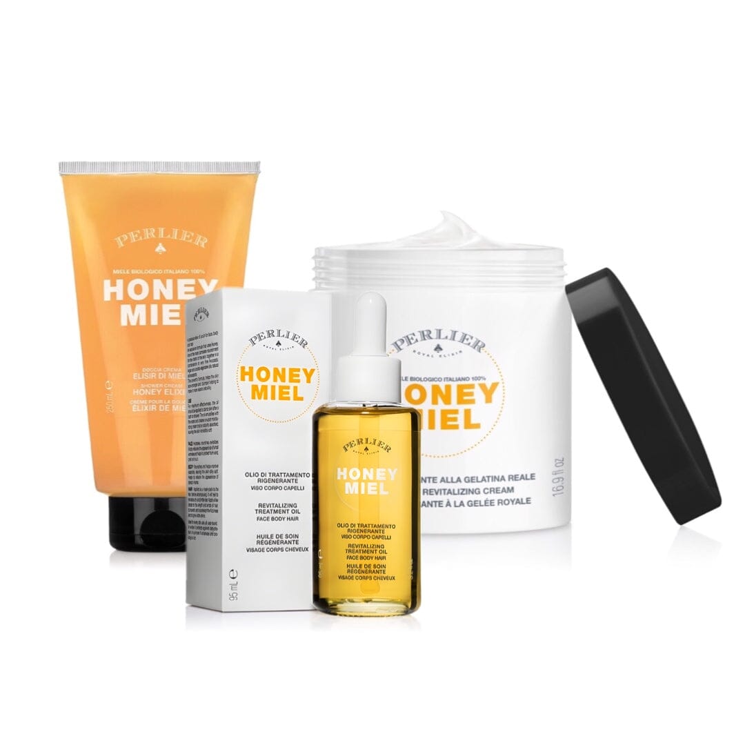 PERLIER HYDRATING HONEY MIEL TRIO  | 8.4 OZ BODY WASH, 16.9 OZ BODY CREAM, 3.2 OZ BODY OIL | SULFATE FREE, PARABEN FREE