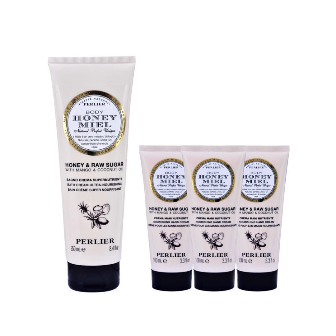 HONEY + RAW SUGAR 4 - PC BATH & HAND CREAM SET - Perlier - BUNDLES