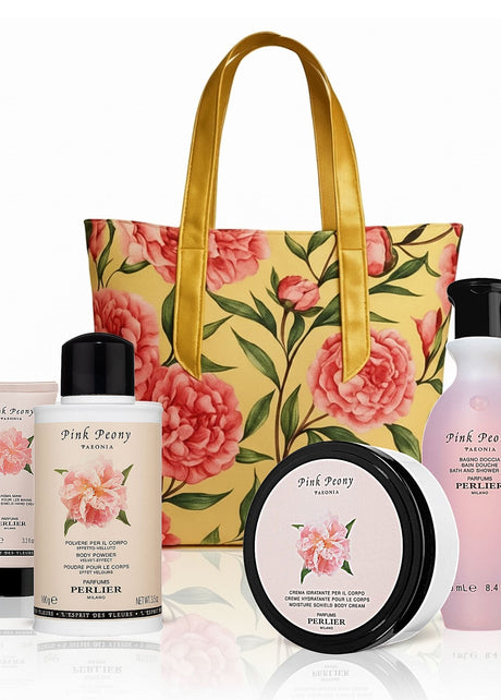 Pink Peony 4 - pc Bath & Body Set - Perlier - BUNDLED BODY CARE, FLORALS, GIFT SET