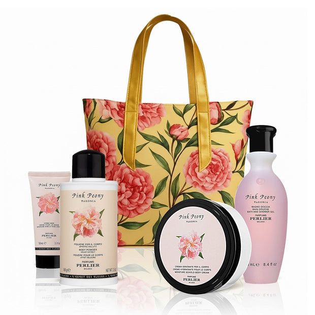 Pink Peony 4 - pc Bath & Body Set - Perlier - BUNDLED BODY CARE, FLORALS, GIFT SET