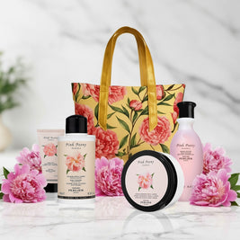 Pink Peony 4 - pc Bath & Body Set - Perlier - BUNDLED BODY CARE, FLORALS, GIFT SET