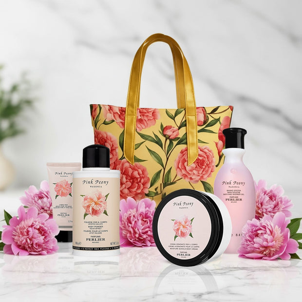 Pink Peony 4 - pc Bath & Body Set - Perlier - BUNDLED BODY CARE, FLORALS, GIFT SET