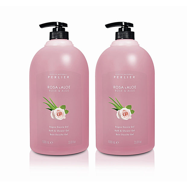 Rose + Aloe Bath & Shower Gel - Perlier - BODY CARE, BATH & SHOWER CREAMS, FLORAL, 2 LITER