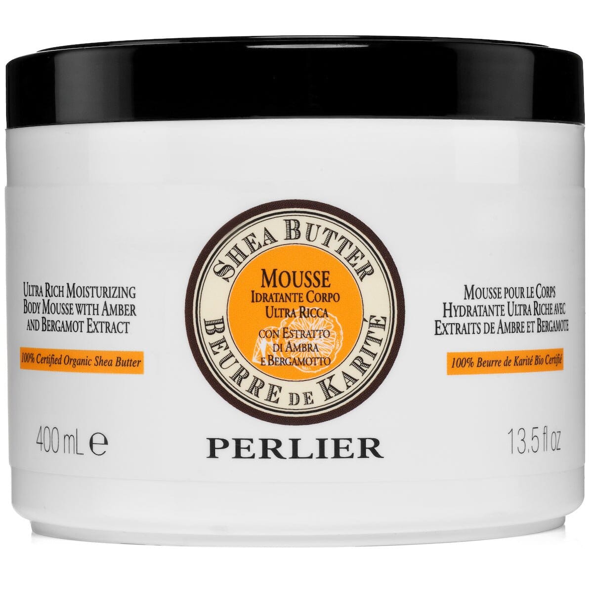 SHEA BUTTER + AMBER & BERGAMOT BODY MOUSSE - Perlier - BODY CARE, BODY CREAMS & BUTTERS, SHEA BUTTER