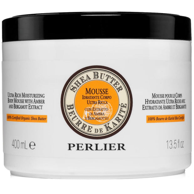 SHEA BUTTER + AMBER & BERGAMOT BODY MOUSSE - Perlier - BODY CARE, BODY CREAMS & BUTTERS, SHEA BUTTER