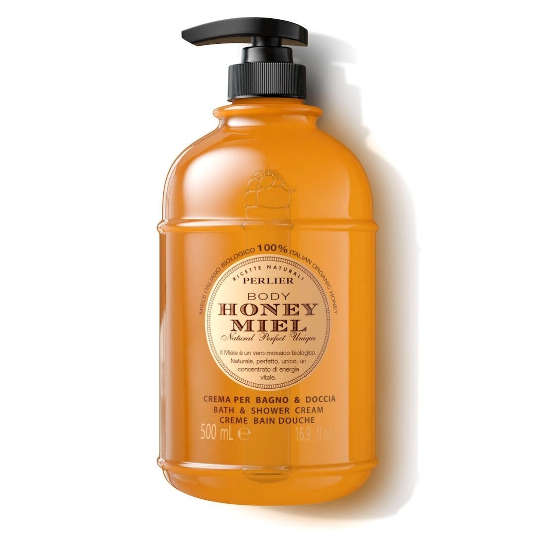 PERLIER 16.9 OZ HONEY MIEL BATH & SHOWER CREAM IN PUMP-TOP BOTTLE | GENTLY CLEANSING & MOISTURIZING BODY WASH FORMULATED WITH 100% ORGANIC ACACIA HONEY - MADE IN ITALY