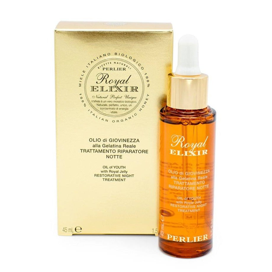 PERLIER 1.5 OZ ROYAL ELIXIR OIL OF YOUTH RESTORATIVE NIGHT TREATMENT IN GOLD BOX